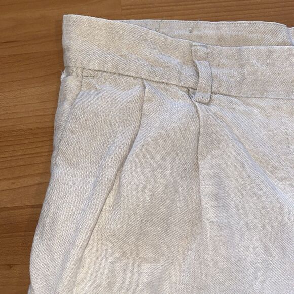 Banana Republic Smithfield Pants Mens 35x30 Beige Pleated Chino 100% Linen - Picture 4 of 10